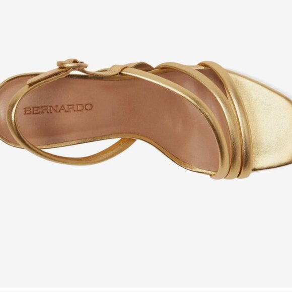 NEW BERNARDO Made In Brazil Patent Leather Naples Heels in gold  7256j3 - Picture 9 of 10